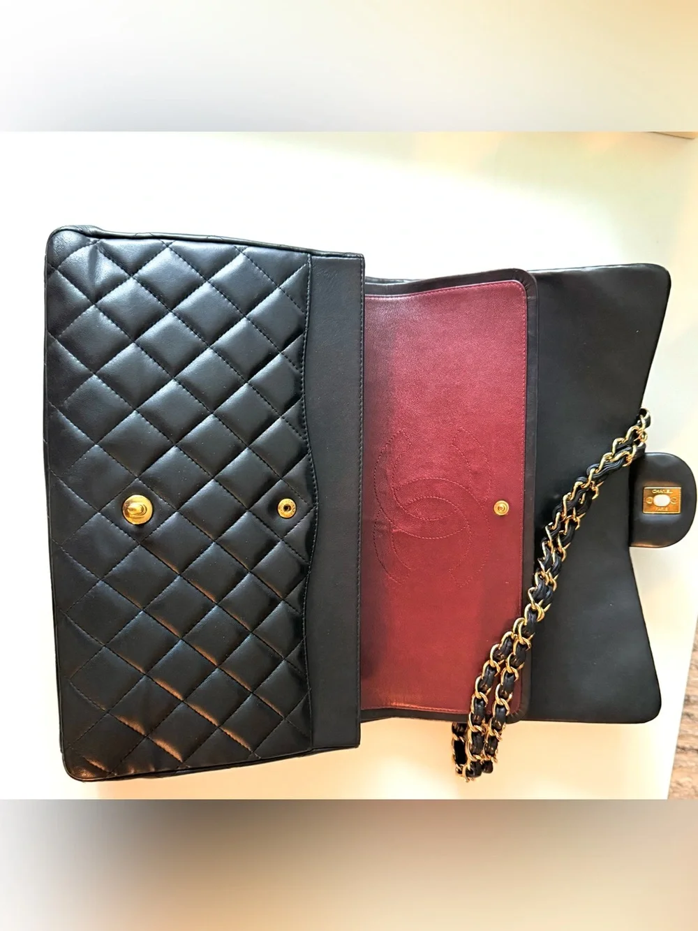 CHANEL MAXI double flap with gold hardware